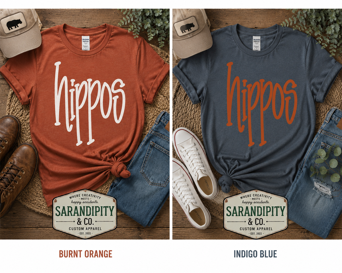 Hutto Hippos Retro Script Tee